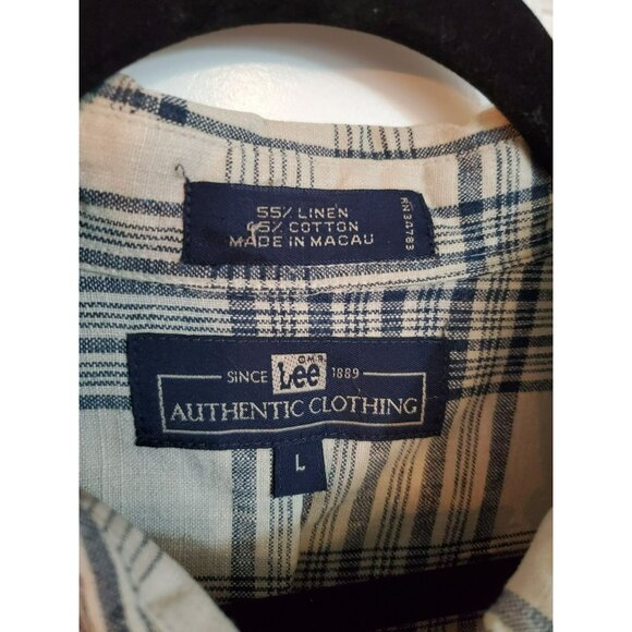 Lee Authentic Clothing Men's shirt button closure Size Large Blue/Tan - Picture 4 of 6